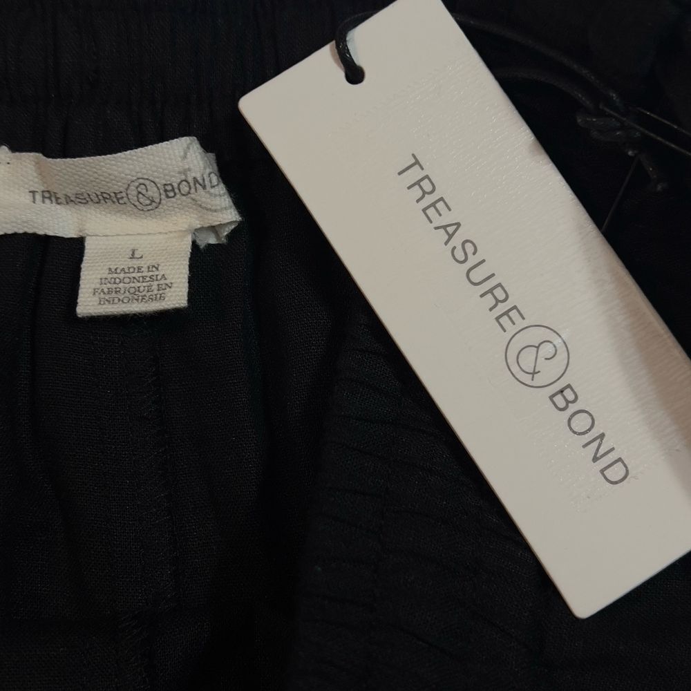 Treasure&Bond Comfort Pull On Linen Blend Drawstring Short Black Size Large NEW - Picture 5 of 8